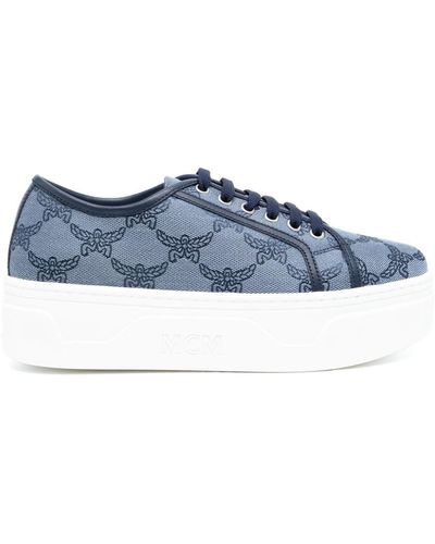 MCM Skyward Jacquard Platform Sneakers - Blue