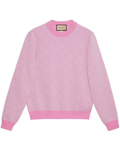 Gucci Monogram-jacquard Wool Jumper - Pink