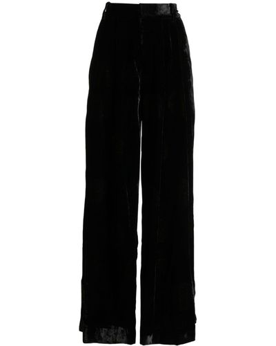 Uma Wang Pleated Velvet Trousers - ブラック