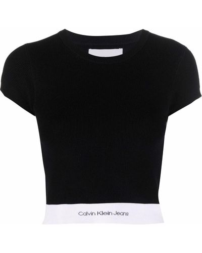 Calvin Klein ロゴウエスト ニットトップ - ブラック