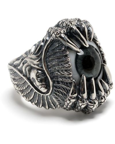 Yohji Yamamoto Naked Eye silver ring - Nero