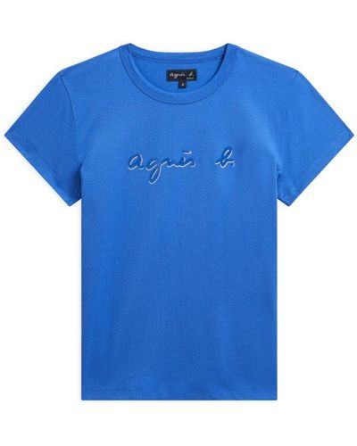 agnès b. Logo-print T-shirt - Blue