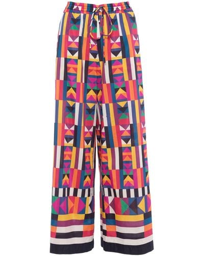 Eres Pluriel Geometric-print Palazzo Trousers - Red