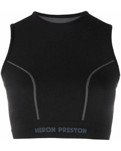 Heron Preston Cropped-Top mit Logo-Unterband - Schwarz