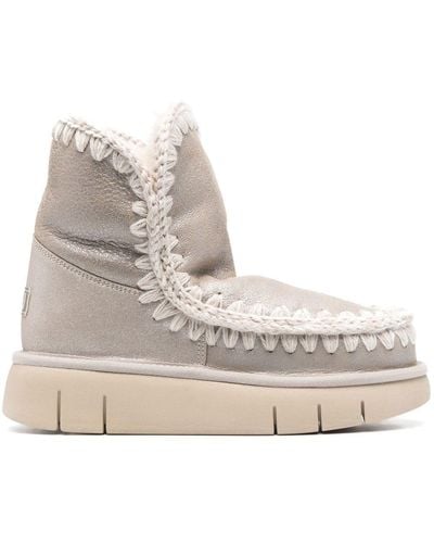 Mou Logo-patch Chunky Boots - Natural