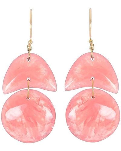 Ten Thousand Things 18kt Yellow Gold Tiny Arp Rhodochrosite Earrings - Pink