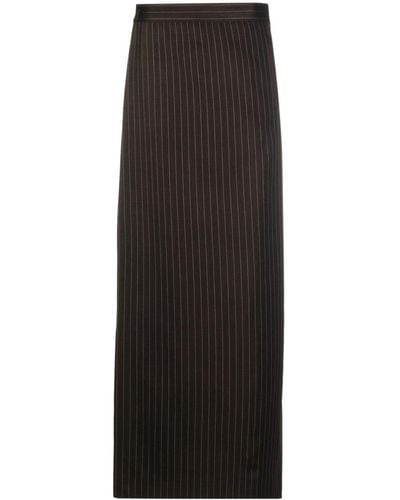 Jean Paul Gaultier Pinstripe Layered Wool-blend Pants - Black