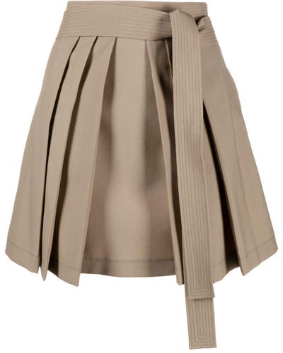 KENZO Pleated Virgin-wool Miniskirt - Natural
