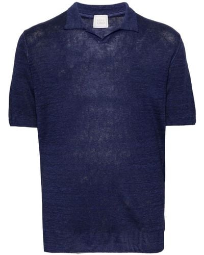 120% Lino Semi-sheer Polo Shirt - Blue