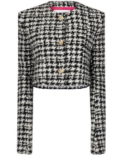 Nina Ricci Houndstooth-pattern Wool-cotton Jacket - Black