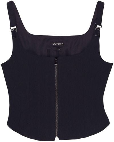 Tom Ford Zip-up Corset Tank Top - Blue