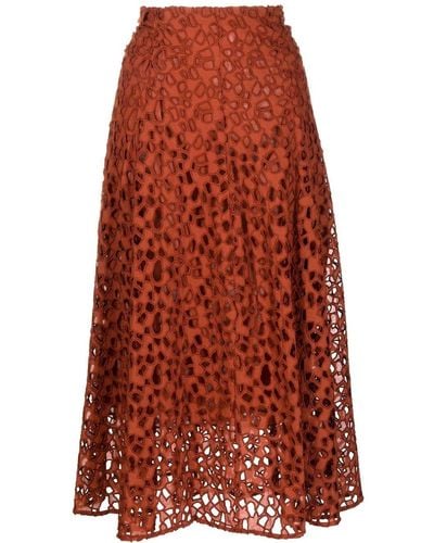 Vince A-line Lace-embroidered Skirt