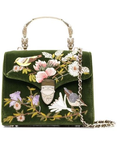Aspinal of London Mayfair Bird-embroidered Tote Bag - Green