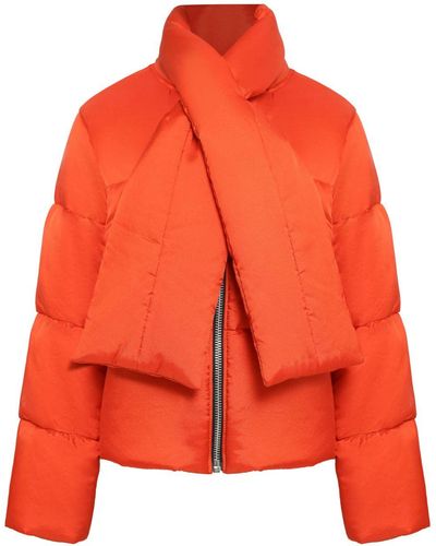 UMA | Raquel Davidowicz Glutamina Scarf-detail Puffer Jacket - Orange