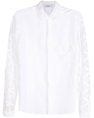 Amir Slama Crochet-detail Long-sleeved Shirt - White