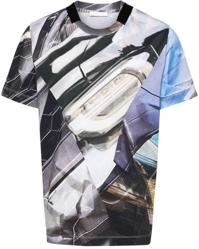 Helmut Lang T-shirt en coton à imprimé abstrait - Gris