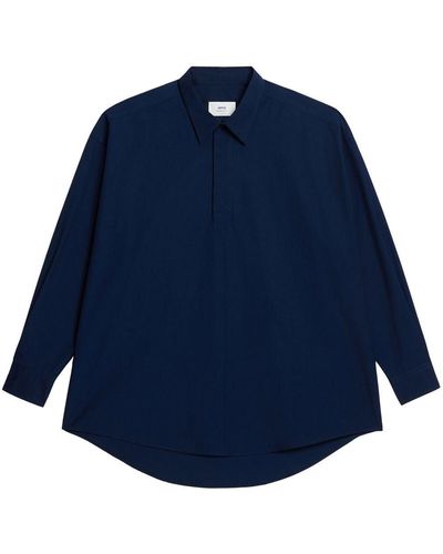 Ami Paris Chemise en coton à coupe oversize - Bleu