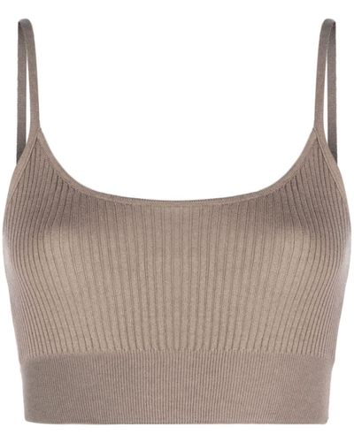 Wild Cashmere Carmen Ribbed-knit Crop Top - Gray