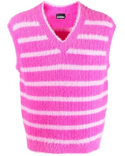 Jacquemus Striped Knitted Vest - Pink