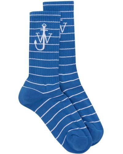JW Anderson Anchor Striped Socks - Blue