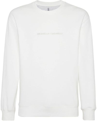 Brunello Cucinelli Sweatshirt mit Logo-Stickerei - Weiß