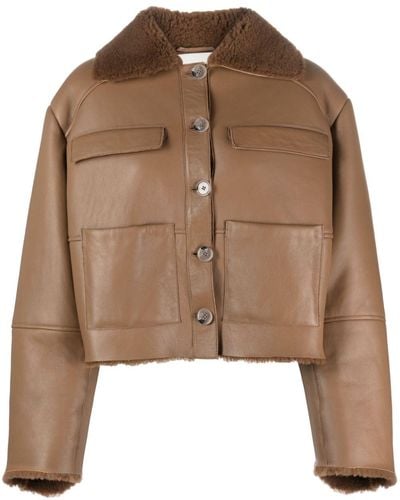 Loulou Studio Shearling-collar Leather Jacket - Brown