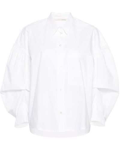 Tela Gathered-sleeves Poplin Shirt - White