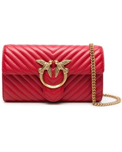 Pinko Mini Love Leather Crossbody Bag - Red