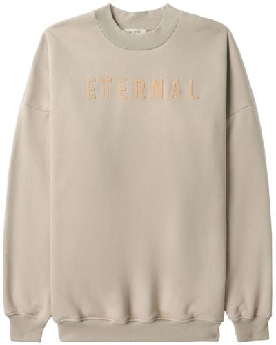 Fear Of God Logo-embroidered Long-sleeved Cotton Sweatshirt - Natural