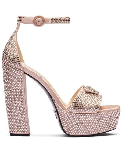 Prada 135mm Crystal-studded Platform Sandals - Pink