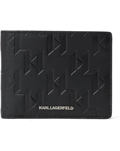 Karl Lagerfeld K/loom Lea Bifod Leather Wallet - Black
