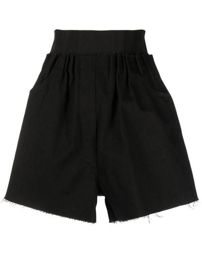 Raf Simons High-waisted Cotton Shorts - Black