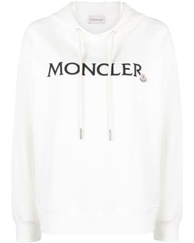 Moncler Hoodie en coton à logo brodé - Noir