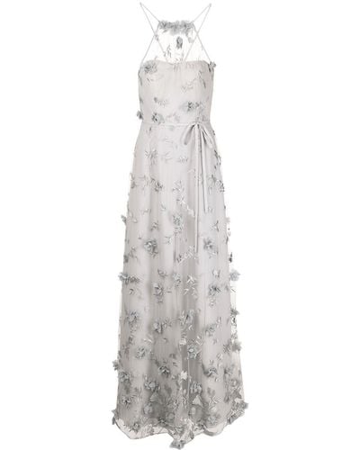 Marchesa フローラル ホルターネックドレス - ホワイト