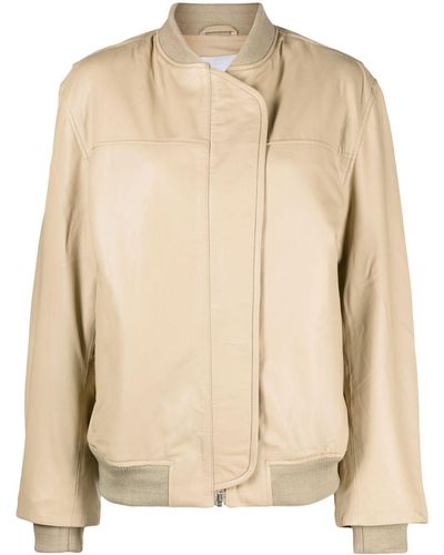 Remain Leather Bomber Jacket - Natural