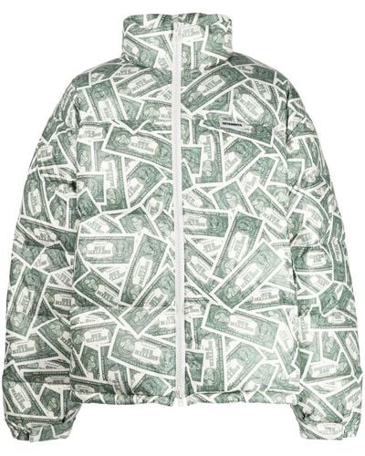 Vetements Million Dollar Graphic-print Puffer Jacket - Green