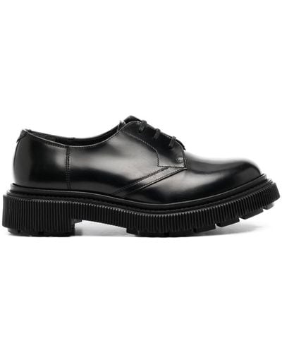 Adieu Round-toe Lace-up Fastening Loafers - Black