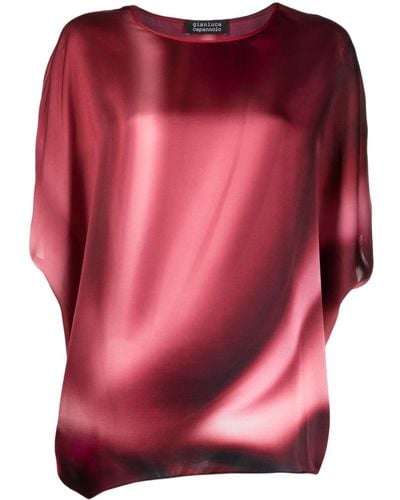 Gianluca Capannolo Iris abstract-pattern silk blouse - Rosa
