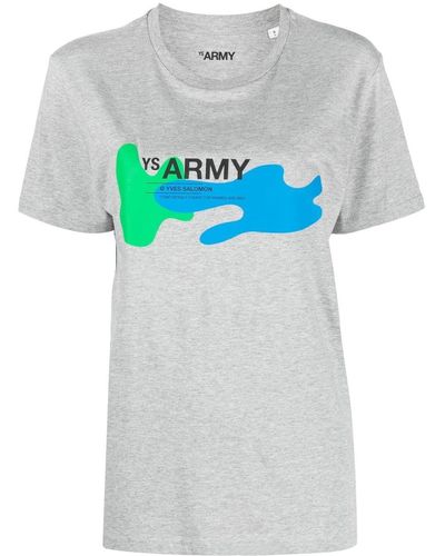 Yves Salomon T-Shirt mit "YS Army"-Print - Grau