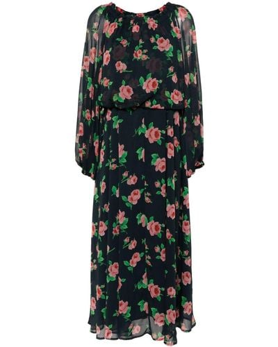 ROTATE BIRGER CHRISTENSEN Chiffon-Kleid mit Blumen-Print - Grün