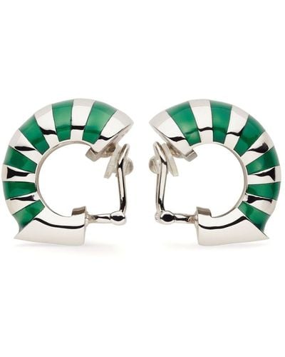 Ferragamo Striped Chunky Hoop Earrings - Green
