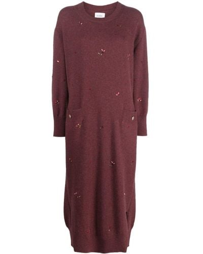 Barrie Floral-embroidery Cashmere Dress - Purple