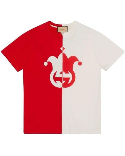 Gucci Jester-print Cotton T-shirt - Red