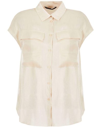 Armani Exchange Flap-pocket Crepe Shirt - Natural