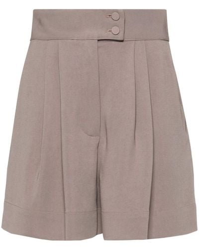 Styland Pleated High-waist Tailored Shorts - Brown
