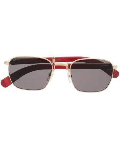 Cartier Sonnenbrille mit eckigem Gestell - Braun