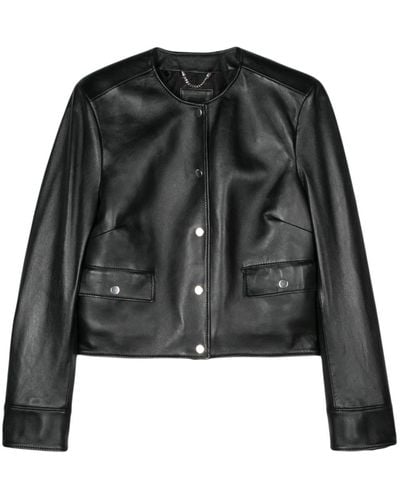 BOSS Leather Bomber Jacket - Black