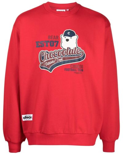 Chocoolate Logo-print Cotton Sweatshirt - Red