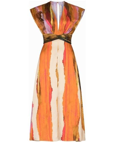 Silvia Tcherassi Ivanova Sleeveless Mid Dress - Orange