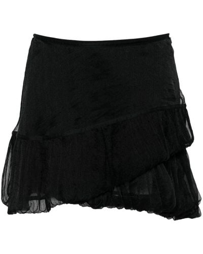 Kiko Kostadinov Lozen Silk Tiered Miniskirt - ブラック